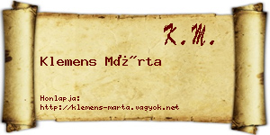 Klemens Márta névjegykártya